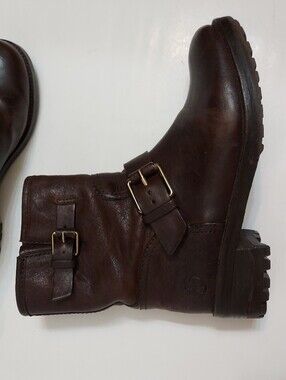 Tory Burch Dark Brown Leather Buckle Ankle Boots